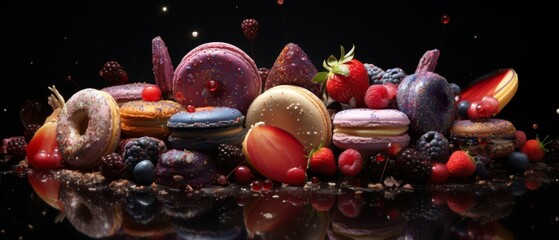 Orbiting dessert dream, 3D pastry galaxy,