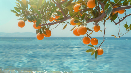 Orange tree and sea