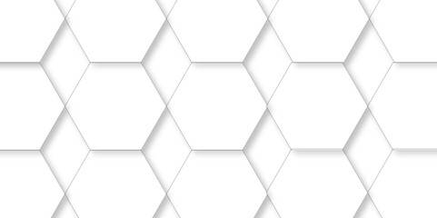 Fototapeta premium Abstract white background with hexagons . white Hexagonal Background Luxury White Pattern seamless bright white abstract honeycomb background 3D Futuristic abstract geometric mesh cell texture.