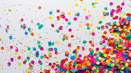 Colorful background with confetti on a white background and a colorful confetti