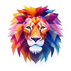 a lion head with a colourful pattern of the head.