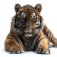 Siberian Tiger in front of a white backgroung