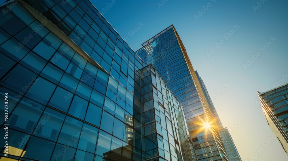 Wall mural sky building with sky in blue.