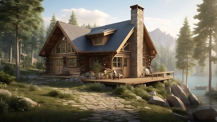 wooden house in the forest Tranquil Retreat A Rustic Cabin in the Woods