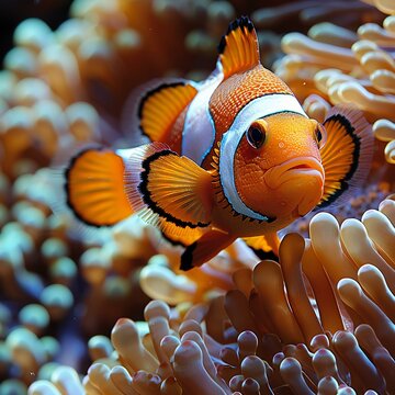 Clown anemonefish (Amphiprion ocellaris) in the sea anemone