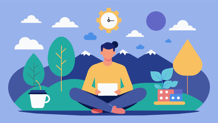 Fototapeta premium A person sets aside time each week to disconnect from technology and spend time outdoors finding balance and harmony between the modern world and.
