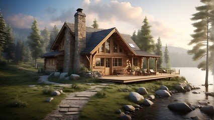 wooden house in the mountains Tranquil Retreat A Rustic Cabin in the Woods