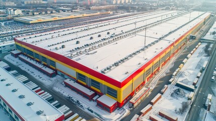 Aerial view of factory roof.