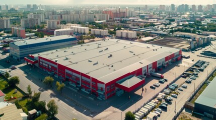 Aerial view of factory roof.