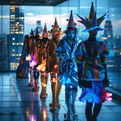 Fototapeta premium Fashion show, colorful, trendy, cool, runway with accessories. Generative AI.