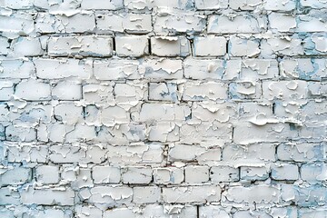 White brick wall with peeling paint,  Abstract background and texture for design