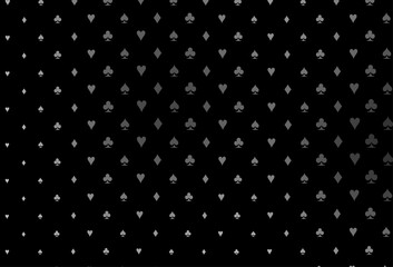 Dark silver, gray vector texture with playing cards.