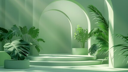 Saint Patrick's Day podium concept with geometric shapes, offering a modern backdrop for product presentations.
