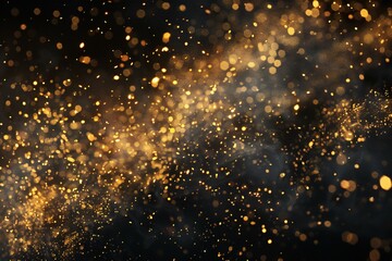 Abstract gold bokeh on black background,  Christmas and New Year concept