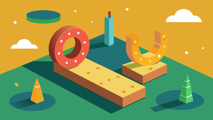 A friendly game of or horseshoes set up in the corner providing some friendly competition.. Vector illustration