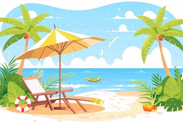 Vector Illustration of Travel on summer holidays vacation.