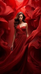 Crimson silk, flowing fabric, luxurious backdrop