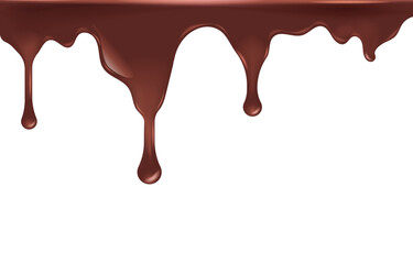 Melted chocolate dripping isolated on white background
