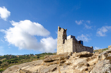 ruined tower of the ancient castle of Castelo Novo, center of Portugal.