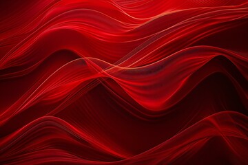 Abstract red background with smooth wavy lines,  render