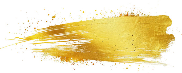 Gold paint splatter on a white background