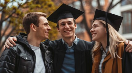 Celebrating Academic Achievement: Joyful University Graduates in Cap and Gown