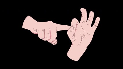 Sexual hand gesture - Animation of hands and fingers showing metaphor for intercourse and sex. Making love concept with alpha channel transparent background