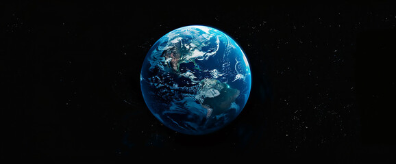 A blue planet Earth seen from space, in high resolution, high detail, high quality, high definition, cinematic, epic, wide angle, ultra realistic style