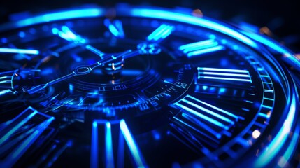 glowing neon lights on the edges of a clock
