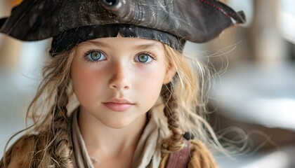 Little girl wearing pirate costume