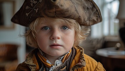 Little preschool boy of 4 years in pirate costume