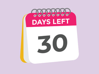 30 days to go countdown template. 30 day Countdown left days banner design. 30 Days left countdown timer

