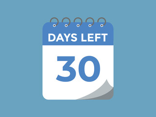 30 days to go countdown template. 30 day Countdown left days banner design. 30 Days left countdown timer
