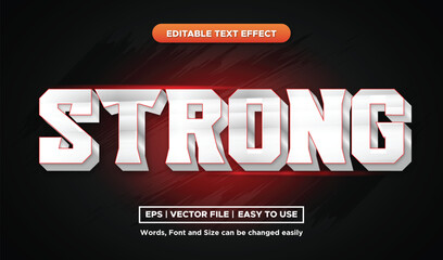 Stong text effect is 3D style, silver and bold