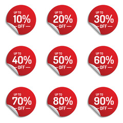 Up to 10 to 90 percent discount. Round circle sticker offer price label tag