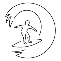 surfing icon isolated on white background, vector illustration.