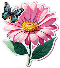pink flower and butterfly