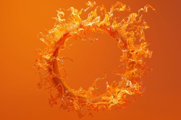 A circle of fire is burning on a colorful background