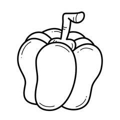 Pepper coloring book for kids. Coloring page with pepper. Monochrome black and white illustration. children's illustration.