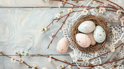 quail eggs in a nest white and pink eggs wodden log 