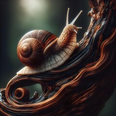 snail on wood