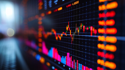 Financial Charts and Graphs. A close-up shot of financial charts and graphs on a computer screen, showcasing data analysis and financial planning in a digital environment