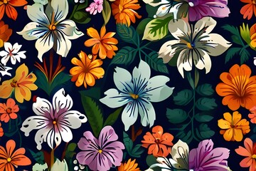 Minamilistist Hawaiin repeating pattern of hawaiin flowers, Vector graphic, simple design, Flat, single color**
Generative AI 
