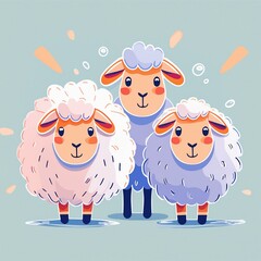 Fototapeta premium illustration of a sheep family