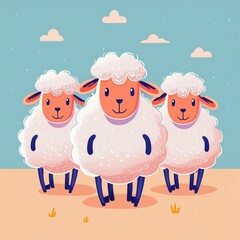 Fototapeta premium illustration of a sheep family