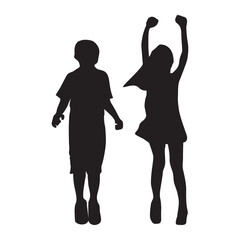 Silhouettes of children jumping into the air