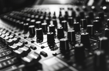 A professional sound mixer deck for music, DJ, and audio engineering, essential equipment for creating and mixing music tracks