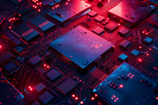 close up of modern cpu processor microchip, technology and future concept background