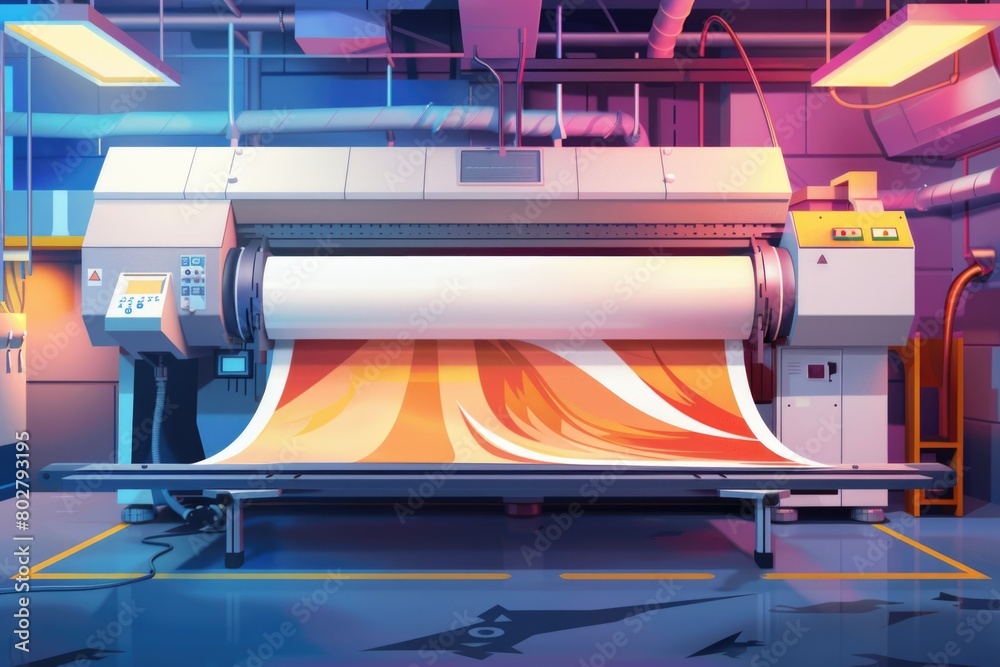 Wall mural a large print machine in a spacious room. suitable for printing industry concepts - Wall murals