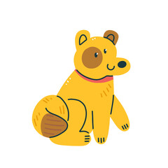 Yellow dog isolated on the background. Cartoon character sitting dog.